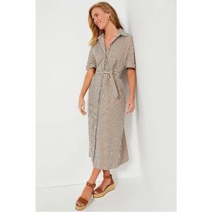 Pomander Place Beige and Black Checked Shirt Midi Dress